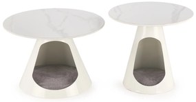 Set 2 buc. măsuțe de cafea Ozzi (marmură albă + alb). 1092456