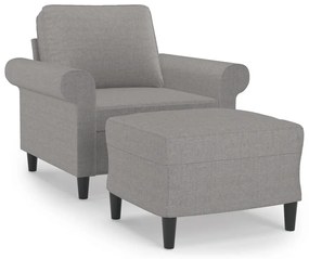 3153643 vidaXL Fotoliu canapea cu taburet, gri deschis, 60 cm, textil