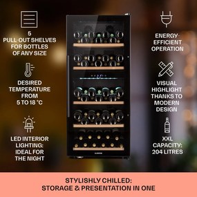 Klarstein Barossa 91 Duo, frigider vin, 204 l, 91 sticle., 2 zone