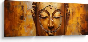 Tablou - Buddha, pictură în ulei (cu ceas) (90x30 cm)