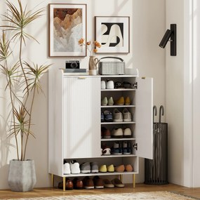 HOMCOM Scarpiera Salvaspazio pentru 24 de Perechi de Încălțăminte cu 3 Rafturi Detașabile și Raft Inferior | Aosom Romania