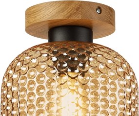 Plafonieră ROCCO WOOD 1xE27/15W/230V stejar/bej fumuriu Ø 18 cm