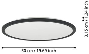 Plafonieră LED dimabilă de exterior Eglo 901455 ROVITO-R 16,8W/230V d. 50 cm IP44 negru + telecomandă