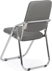 Scaun pliabil gri HRC 609 din piele ecologică și cadru metalic cromat