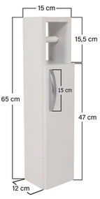 Dulap cu suport pentru hârtie igienică STAR 65x15 cm alb