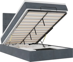 vidaXL Cadru de pat otoman cu saltele Gri închis 120x190cm catifea