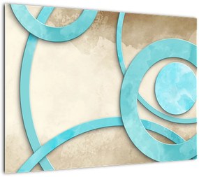 Tablou pe sticlă - Cercuri albastre acvarelă (70x50 cm)