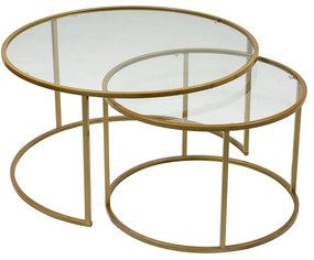 Set măsuțe cafea Belende (Auriu + sticlă). 1127423
