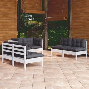 vidaXL Set mobilier de grădină cu perne, 6 piese, lemn masiv de pin
