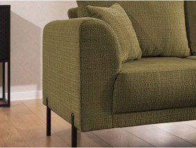 Colțar verde cu tapițerie din chenille (cu colț pe partea dreaptă/în formă de ”L”) Mauris – Ropez