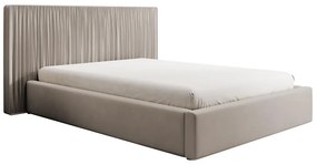 Pat matrimonial 160 cm Thala 160 (cu somieră) (cu sp. depozitare) (gri bej + negru). 1099730