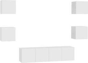 vidaXL Set dulapuri TV, 6 piese, alb, lemn prelucrat