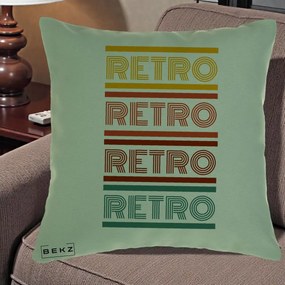 Perna Decorativa RETRO Text Multicolor, 40x40 cm, Verde, Husa Detasabila, Perna Inclusa, BEKZ®