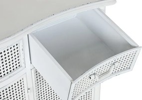 Bufet vintage din metal perforat, finisaj alb antichizat, 101×42×85 cm, „Merej"