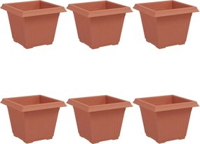 vidaXL Vază pătrată pentru flori 6 pcs Roșu cărămidă 33 x 33 x 26 cm