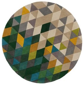 Covor Prism Verde/Multicolor 160X160 cm, rotund, Flair Rugs