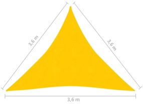 Panza parasolar, galben, 3,6x3,6x3,6 m , HDPE, 160 g m   Galben, 3.6 x 3.6 x 3.6 m