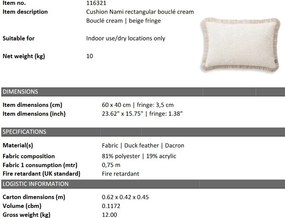 Perna decorativa LUX Nami rectangular, 60x40cm