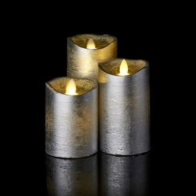 SIRIUS Ceară LED lumânări - 3set, argint