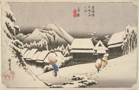 Reproducere Evening Snow at Kambara, No.16, Ando or Utagawa Hiroshige