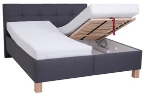 Pat tapițat MARIA 180x200 cm, gri, cu spațiu de depozitare, fără saltea