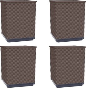 vidaXL Jardiniere, 4 buc., maro, 30x30x37 cm, polipropilenă