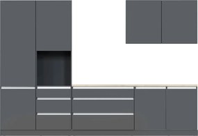 Mobilier de bucătărie, 3,3 m, antracit mat/antracit, ASTI 330