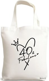 Sacosa de Panza pentru Cumparaturi, Geanta Tote, model 40 &amp; Fabulous 38 x 34.5 cm, Alba, BEKZ®