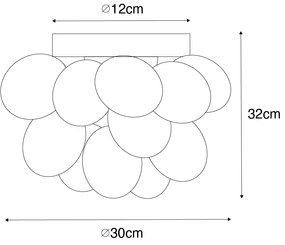 Plafoniera Art Deco neagră cu sticlă opalescentă cu 3 lumini - Uvas