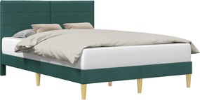 vidaXL Cadru de pat cu headboard Verde închis 120 x 200 cm țesătură