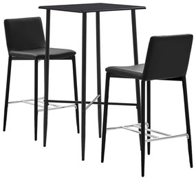 Set mobilier de bar, 3 piese, negru, piele ecologica Negru, 3