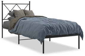 376493 vidaXL Cadru de pat metalic cu tăblie, negru, 80x200 cm