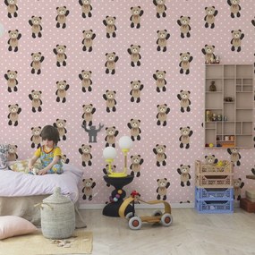 Fototapet, Hello Bear, Baby Pink, Rebel Walls