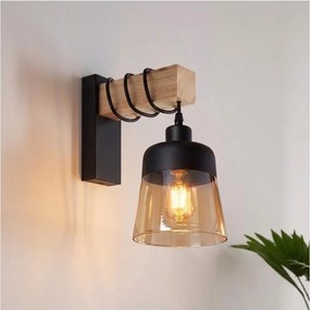 Brilagi - Aplica de perete WOOD GLASS 1xE27/60W/230V pin/negru/maro fumuriu
