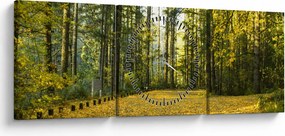 Tablou - pădurea toamna (cu ceas) (90x30 cm)