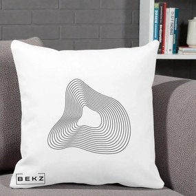 Perna Decorativa Abstract Linii Organice, 40x40 cm, Alba Mata, Husa Detasabila, Perna Inclusa, BEKZ®