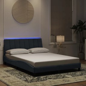 3213770 vidaXL Cadru de pat cu lumini LED, gri închis, 120x200 cm, catifea