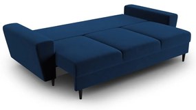 Canapea albastră extensibilă, cu spațiu de depozitare cu tapițerie din catifea 235 cm Kyoto – Cosmopolitan Design