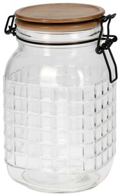 Recipient din sticla cu capac din lemn, transparent 1.6 L