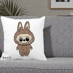 Perna Personalizata Labubu Maro Natural Solo, 40x40 cm, Alba Mata, Husa Detasabila, Perna Inclusa, BEKZ®