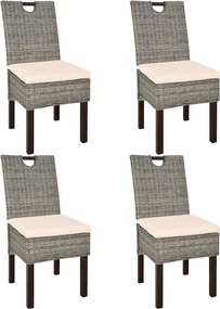 vidaXL Scaun de bucătărie 4 buc. din ratan Kubu și lemn de mango