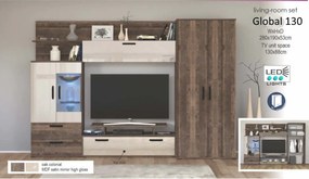 Living GLOBAL130 - stejar+mdf lucios alb