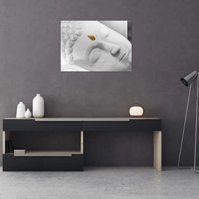 Tablou pe sticlă - Buddha alb (70x50 cm)
