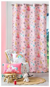 Draperie roz 140x260 cm Princesse Licorne – douceur d'intérieur