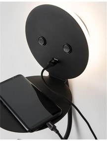 Aplica ambientala cu reader LED directionabil si USB Charger Eclip neagra NVL-9173282