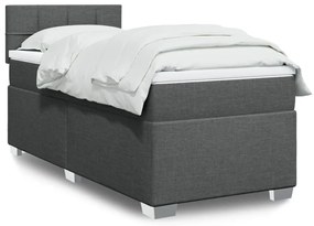 vidaXL Pat box spring cu saltea, gri închis, 100x200 cm, textil