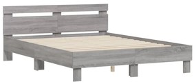 3207439 vidaXL Cadru de pat cu tăblie gri sonoma 140x190 cm lemn prelucrat