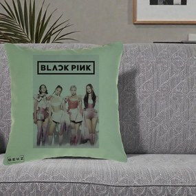 Perna Personalizata K-pop BLACKPINK Poster Roz Tinute Coordonate, 40x40 cm, Verde, Husa Detasabila, Perna Inclusa, BEKZ®