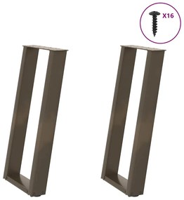 vidaXL Picioare de masă consolă în formă de U, 2 buc., oțel natural, 38x(72-73) cm