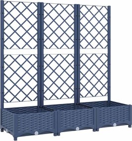 vidaXL Jardinieră de grădină cu spalier,albastru gri,120x40x121,5 cm, PP